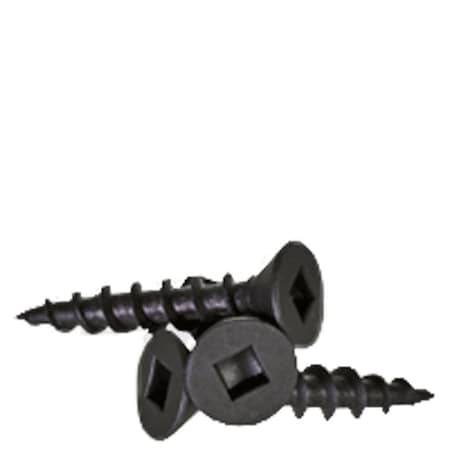 Newport Fasteners Wood Screw, #8, 1-1/4 in, Black Phosphate Case Hardened Steel Flat Head Square Drive, 5000 PK 961941-5000